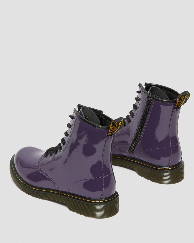 Dr Martens Youth 1460 Lak Læder Snørestøvler Børn Lilla | DK 713WNB